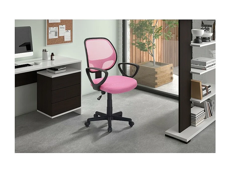 Chaise de bureau IPOLIST – Tissu filet rose – Confort et modernité pour votre espace de travail