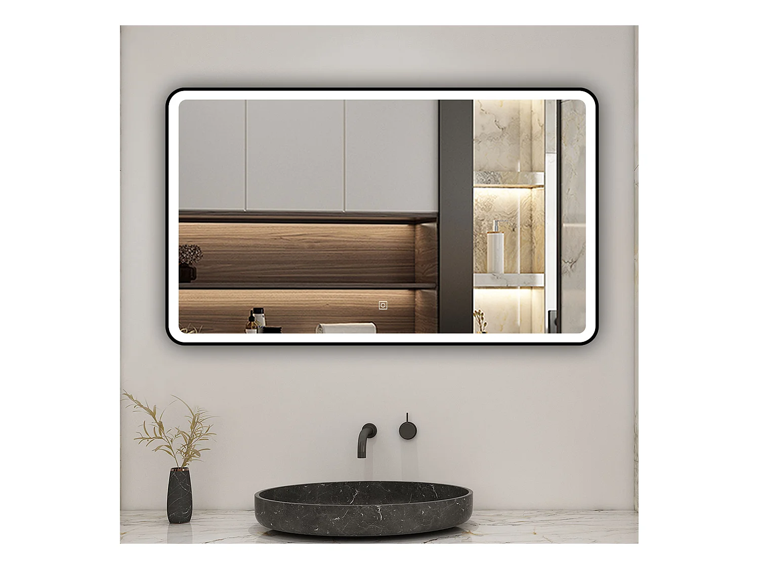 AICA Miroir lumineux 120x70cm 3 couleurs + anti-buée + dimmable + mémoire miroir salle de bain