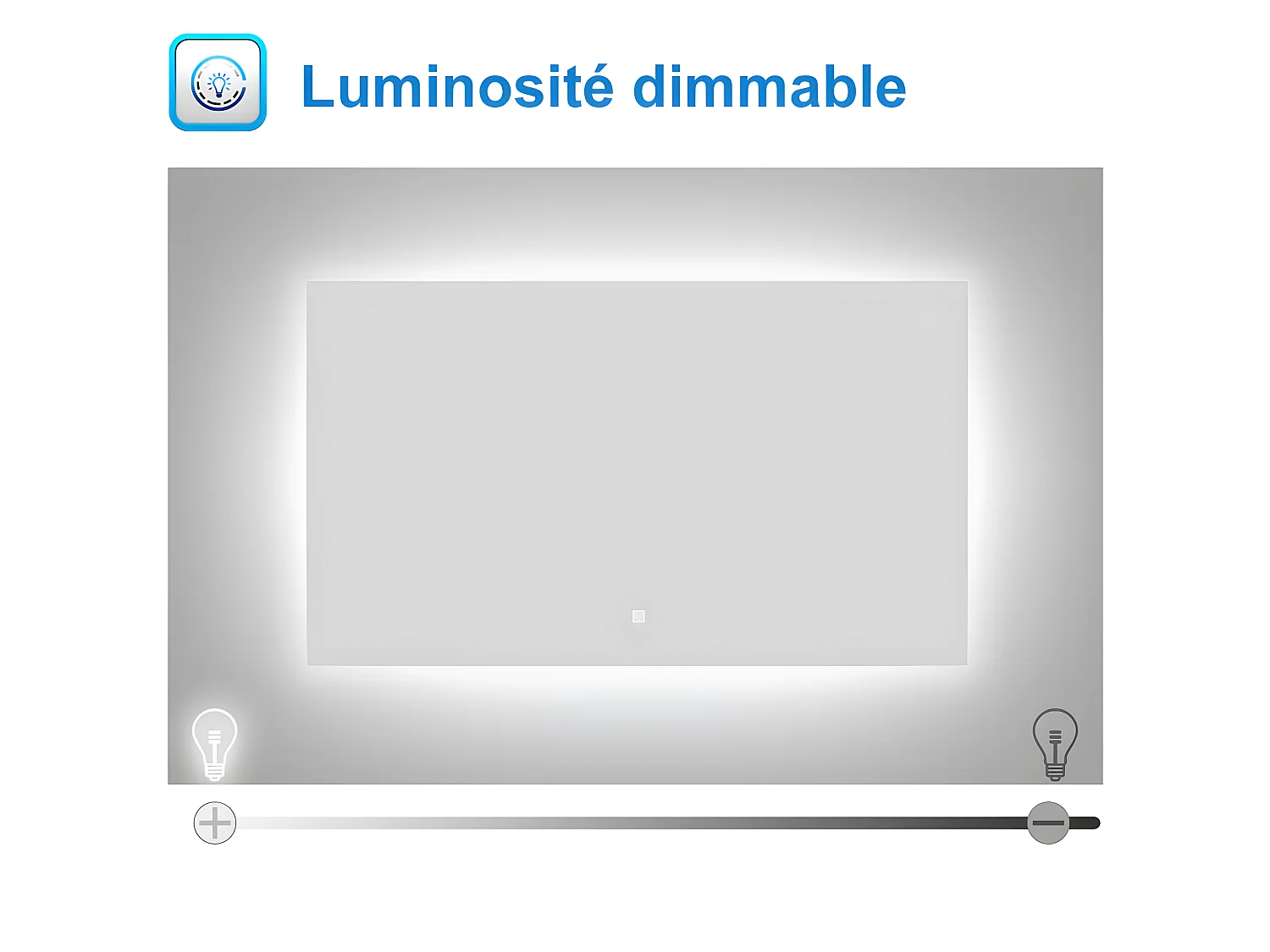 AICA LED Miroir lumineux 70x50cm anti-buée + dimmable + mémoire miroir salle de bain