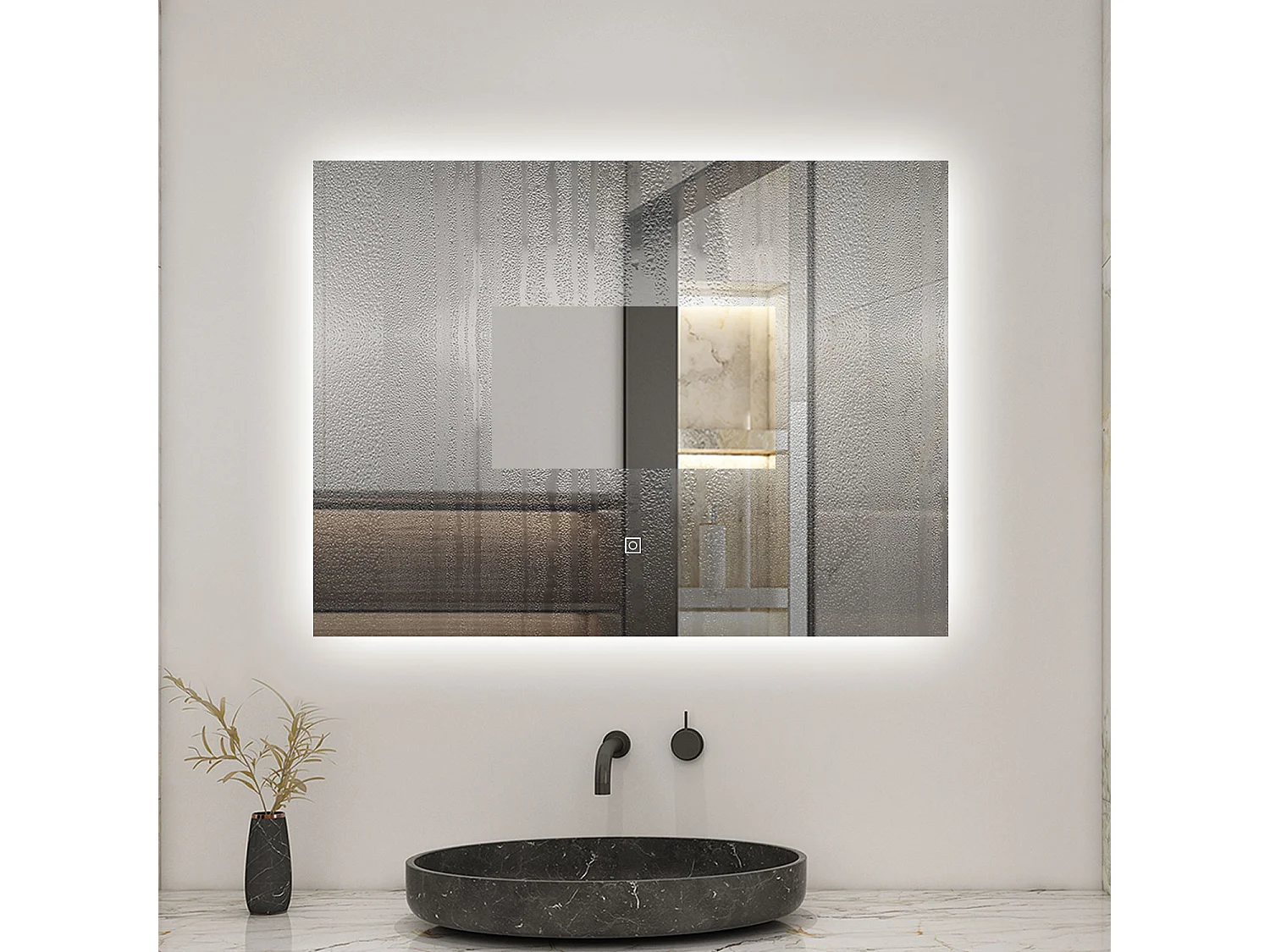 AICA LED Miroir lumineux 70x50cm anti-buée + dimmable + mémoire miroir salle de bain