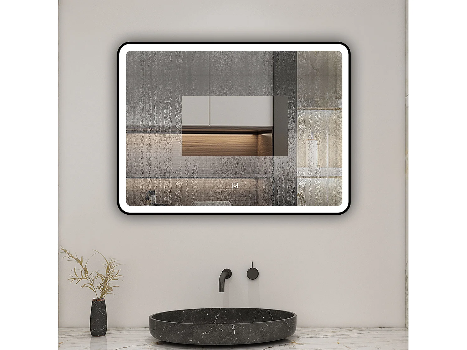 AICA Miroir lumineux 80x60cm 3 couleurs + anti-buée + dimmable + mémoire miroir salle de bain