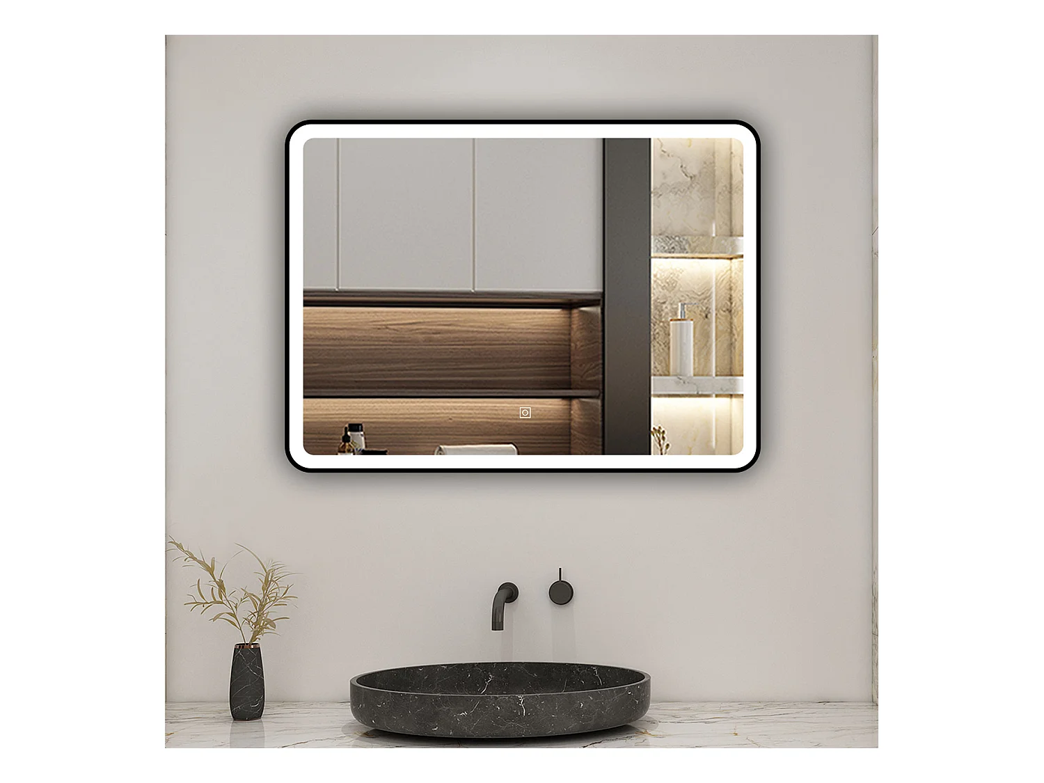 AICA Miroir lumineux 70x50cm 3 couleurs + anti-buée + dimmable + mémoire miroir salle de bain
