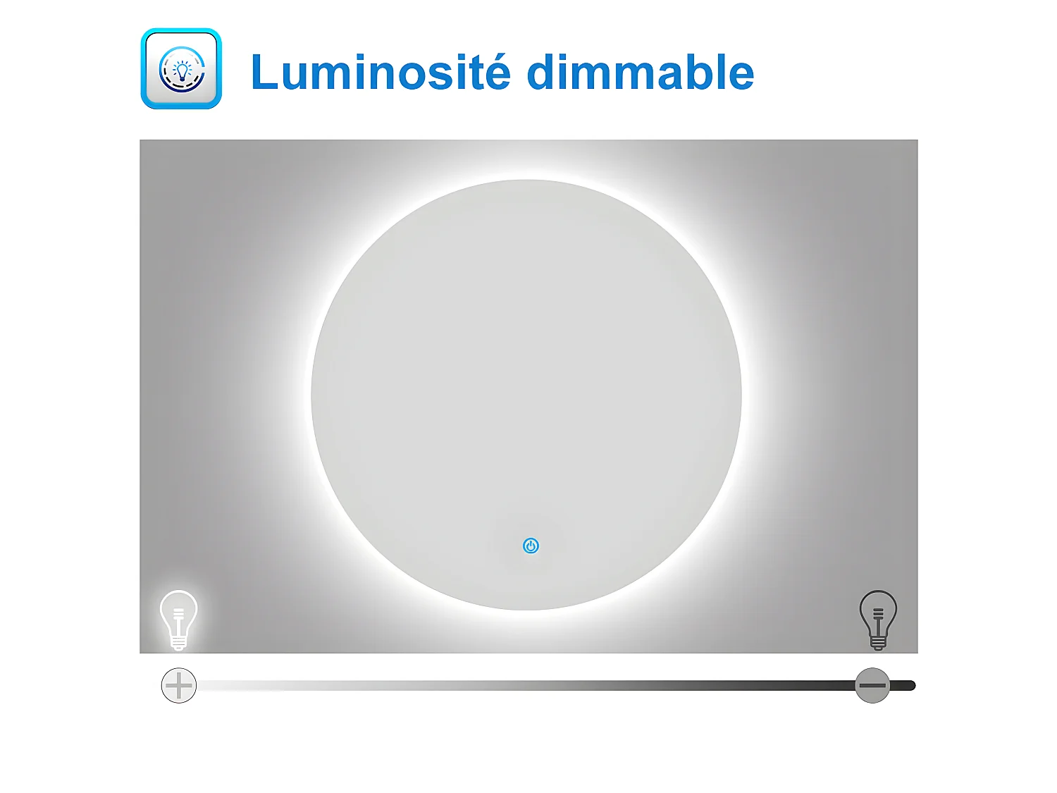AICA LED Miroir lumineux rond 70cm anti-buée + dimmable + mémoire miroir salle de bain