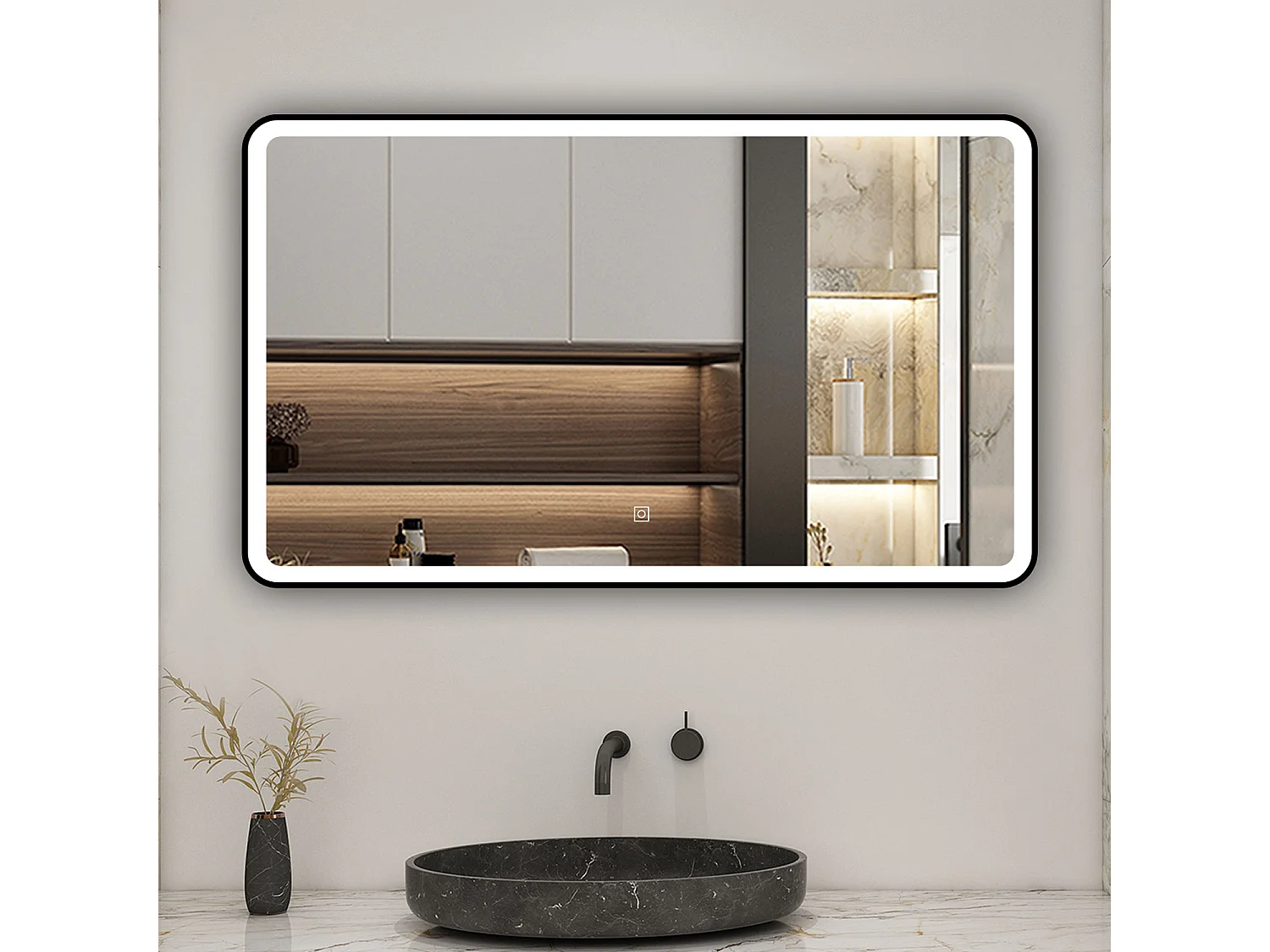 AICA Miroir lumineux 100x60cm 3 couleurs + anti-buée + dimmable + mémoire miroir salle de bain