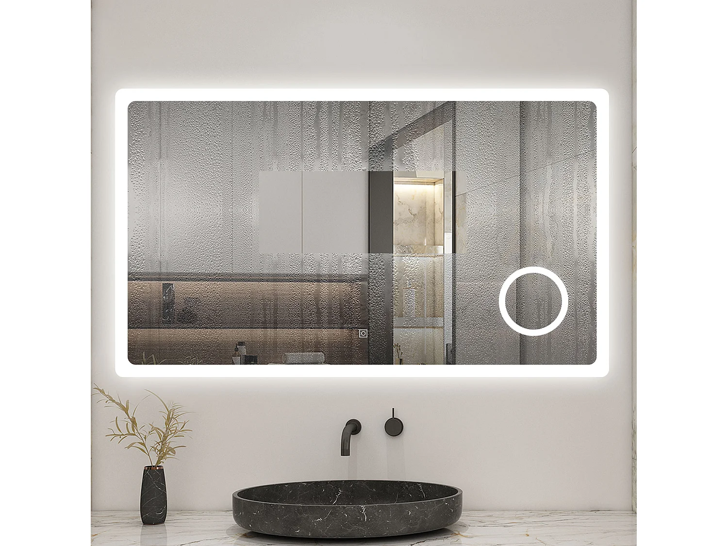AICA LED Miroir lumineux loupe + tricolore + 3 couleurs + dimmable + anti-buée 160x80cm salle de bain mémoire,tactile