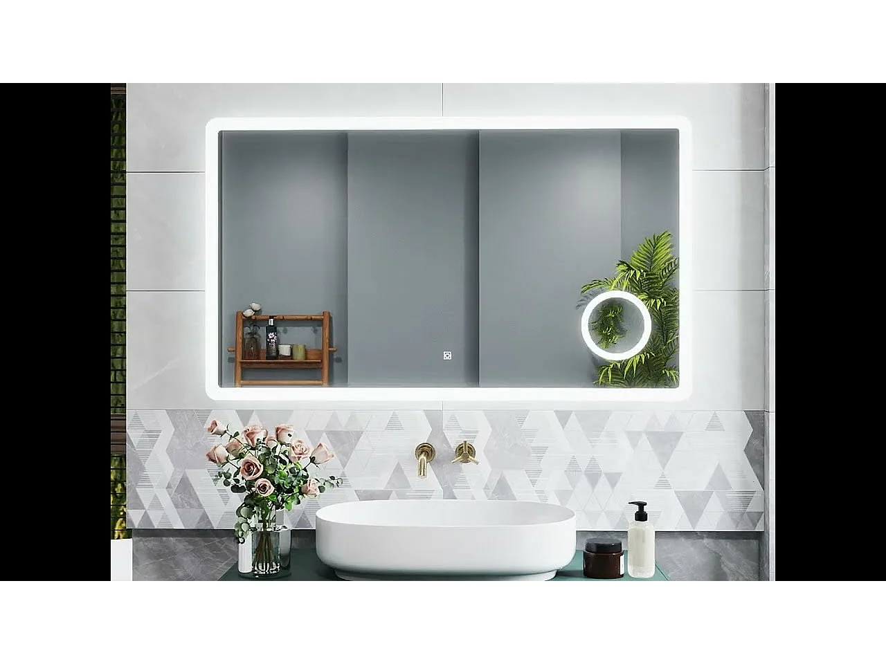 AICA LED Miroir lumineux loupe + tricolore + 3 couleurs + dimmable + anti-buée 160x80cm salle de bain mémoire,tactile
