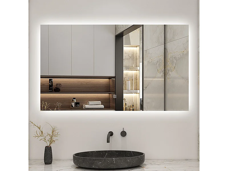 AICA LED Miroir lumineux 120x70cm anti-buée + dimmable + mémoire miroir salle de bain
