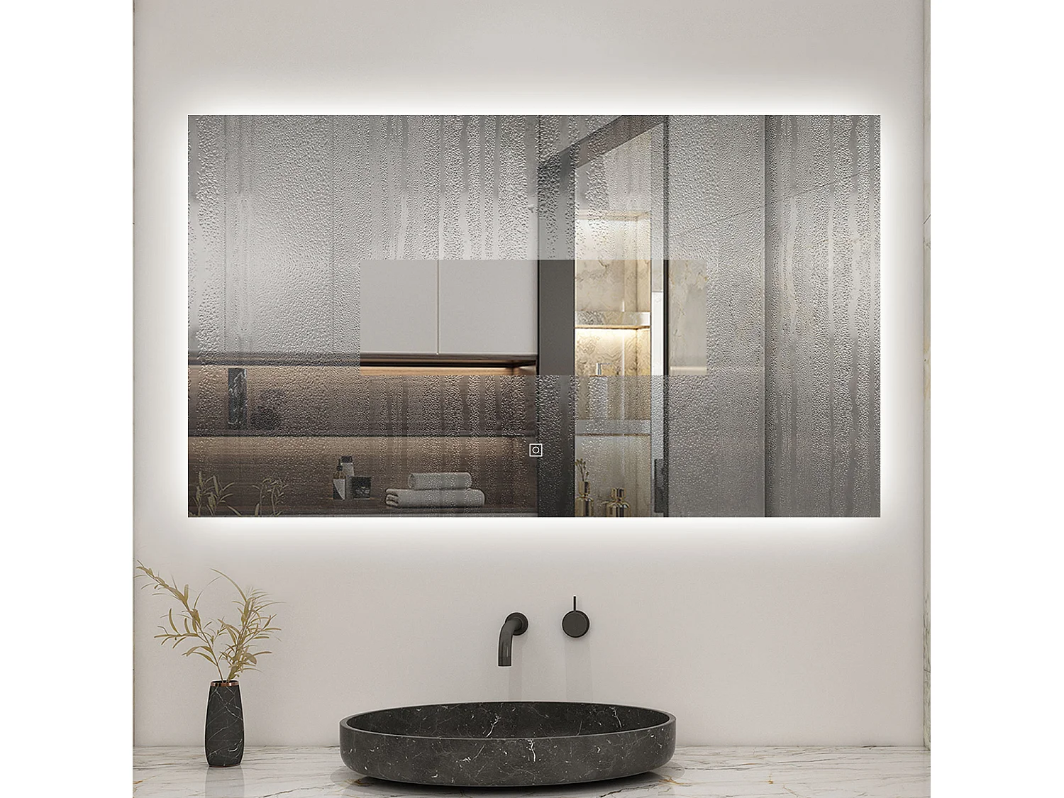 AICA LED Miroir lumineux 120x70cm anti-buée + dimmable + mémoire miroir salle de bain
