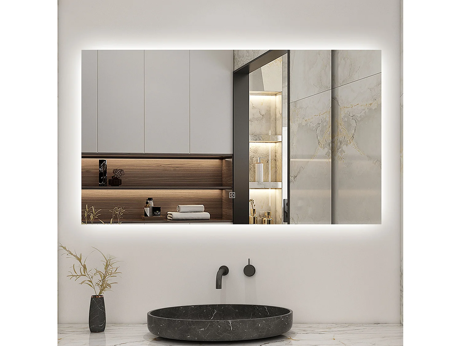 AICA LED Miroir lumineux 120x70cm anti-buée + dimmable + mémoire miroir salle de bain