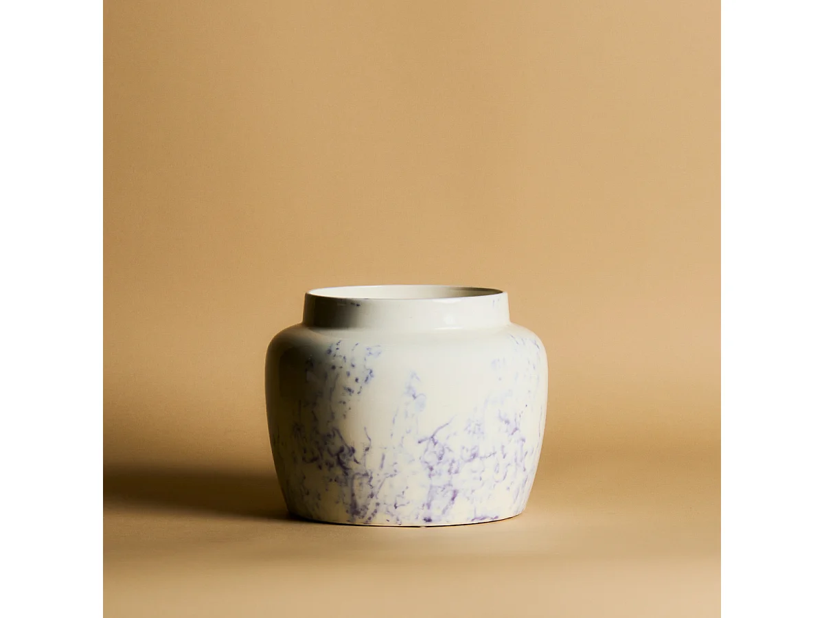 Cache-Pot Effet Marbre Grand format - Blanc