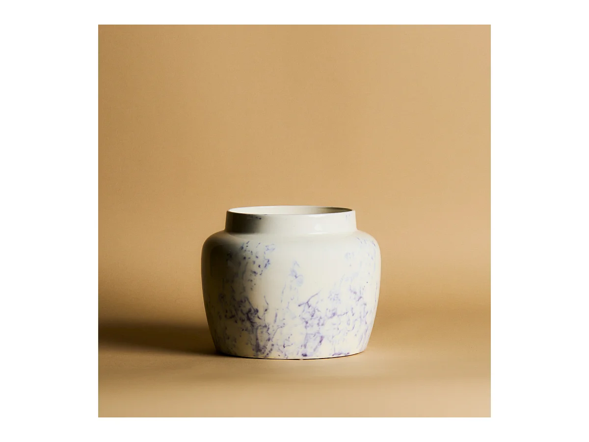 Cache-Pot Effet Marbre Grand format - Blanc