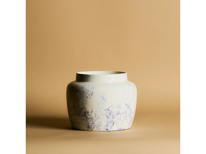 Cache-Pot Effet Marbre Grand format - Blanc