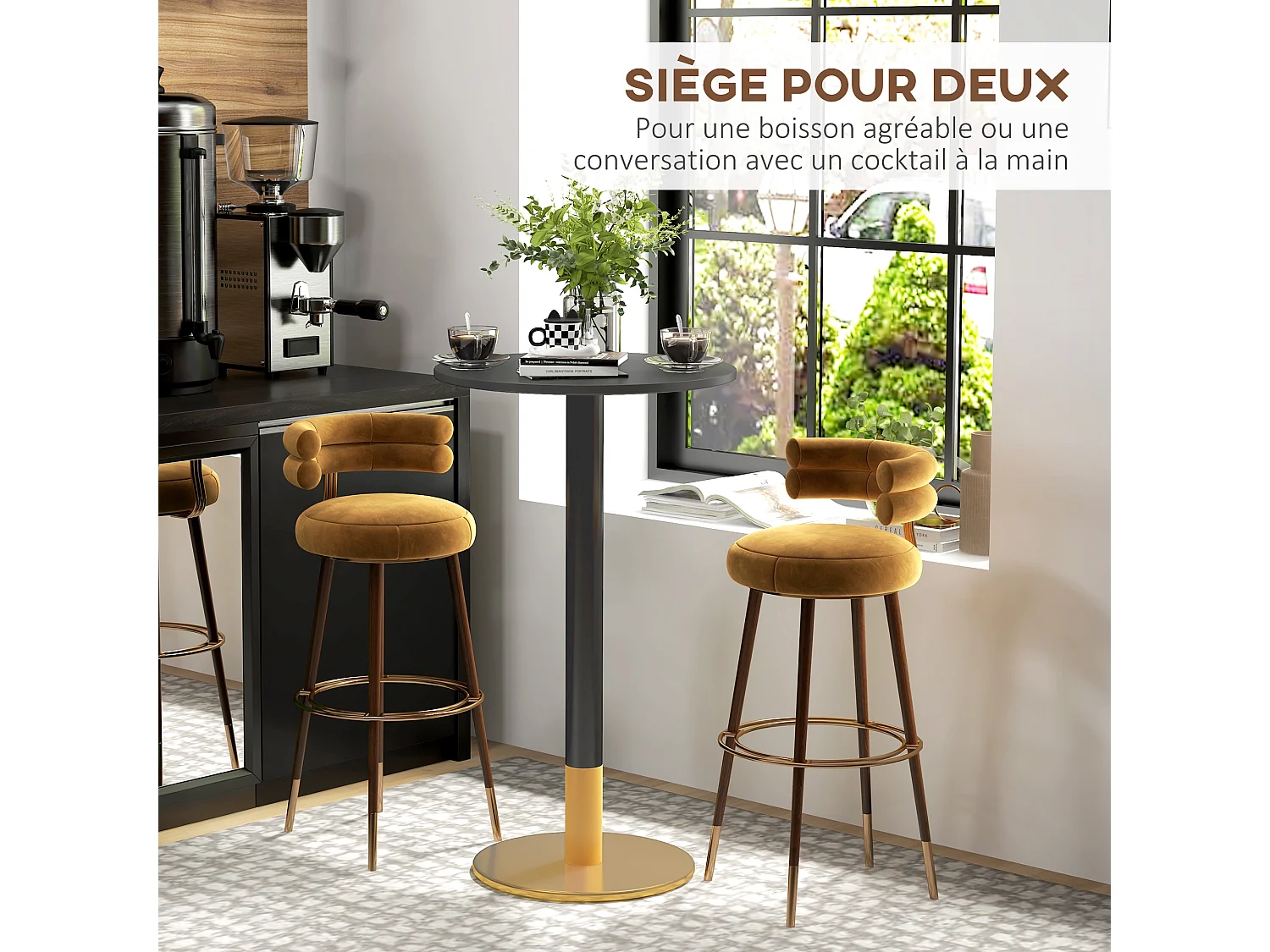 Table de bar ronde table bistro mange-debout style contemporain noir
