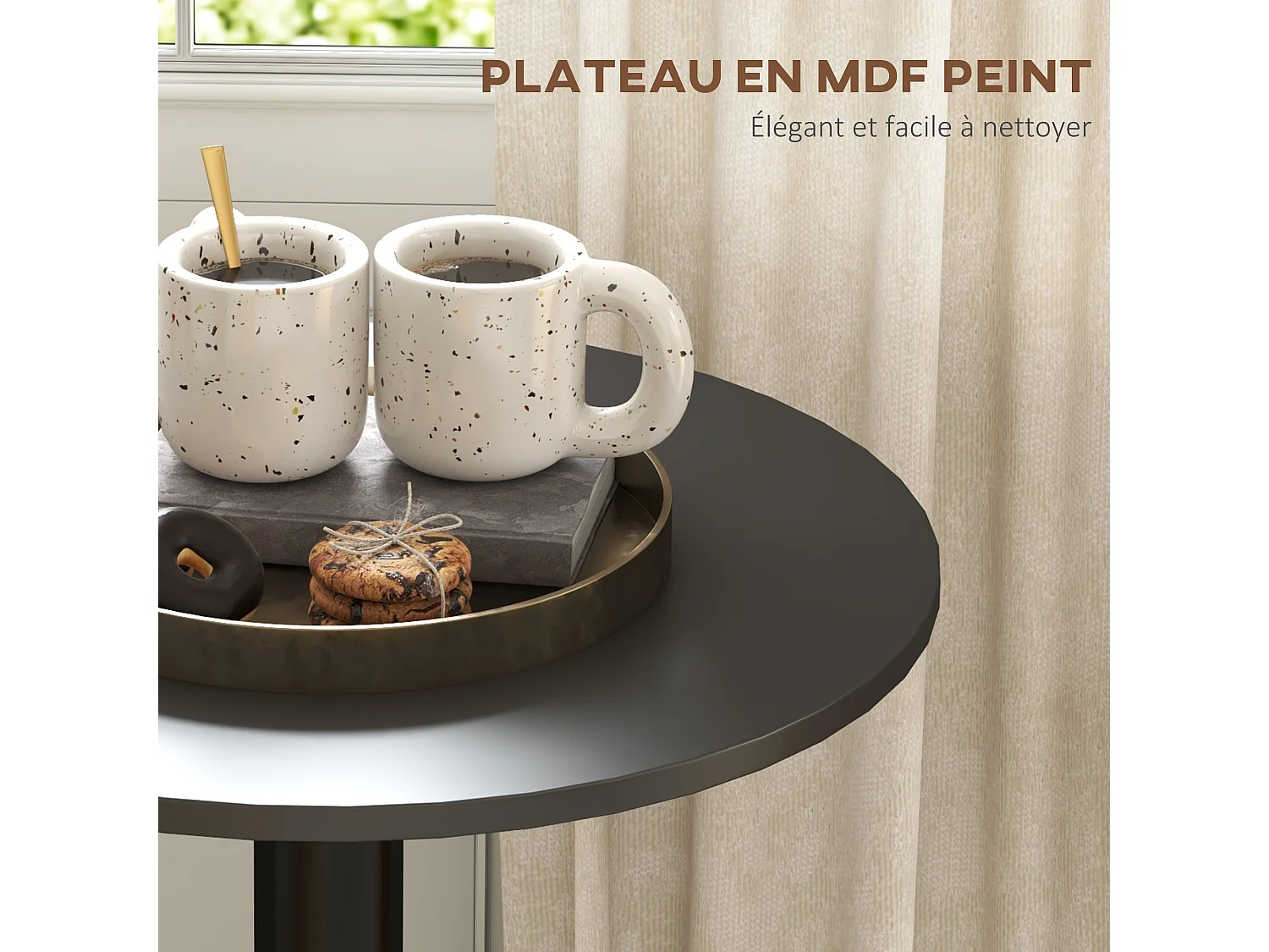 Table de bar ronde table bistro mange-debout style contemporain noir