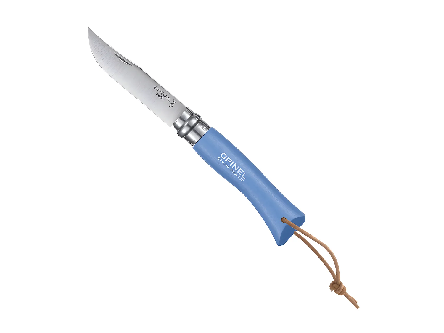 Couteau Baroudeur n°7 - lame 8 cm bleu avec lien en cuir