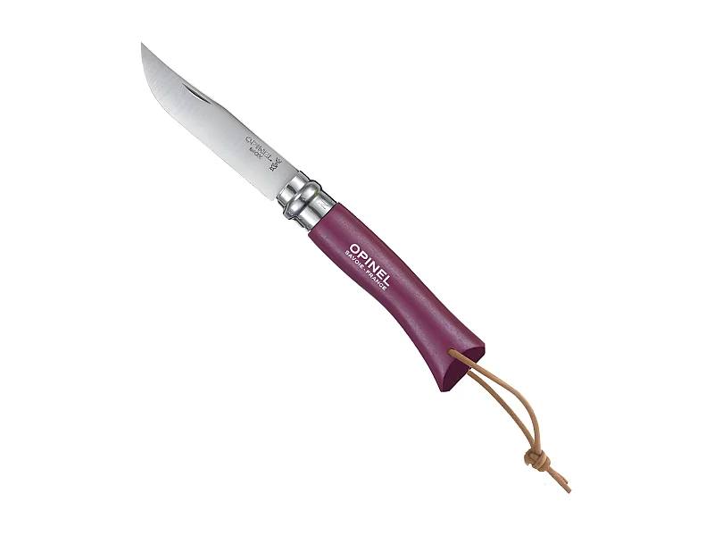 Couteau Baroudeur n°7 - lame 8 cm violet avec lien en cuir