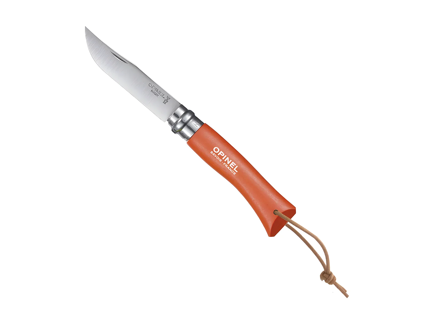 Couteau Baroudeur n°7 - lame 8 cm orange avec lien en cuir