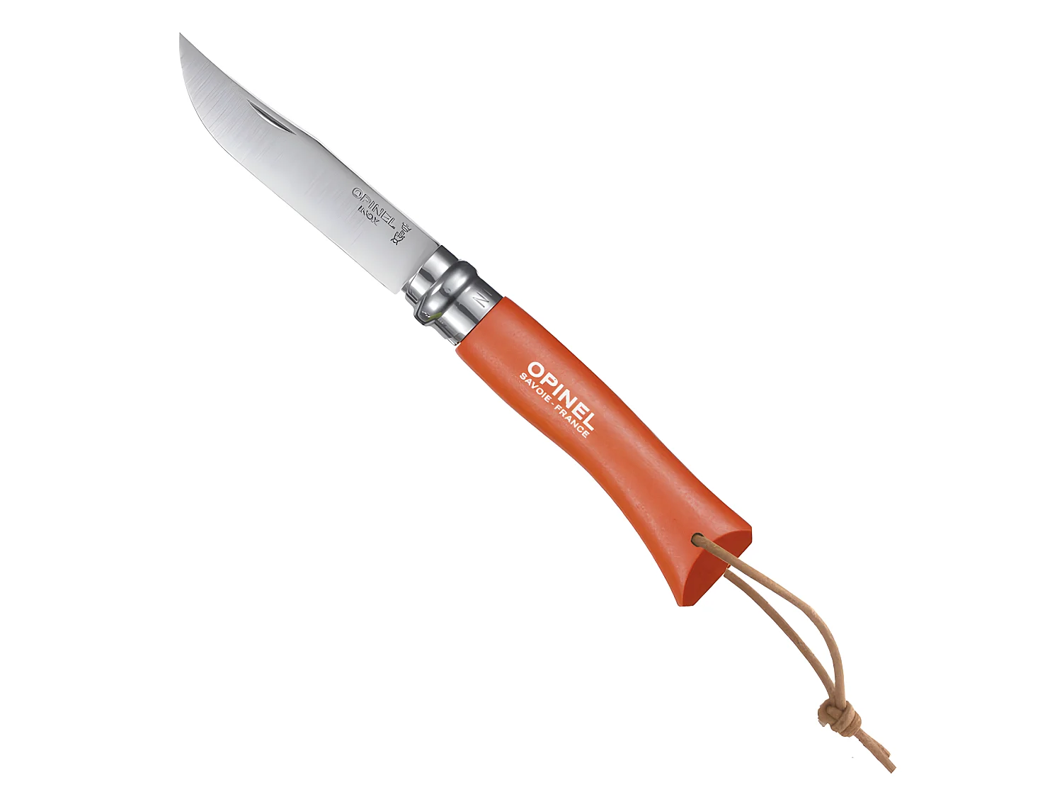 Couteau Baroudeur n°7 - lame 8 cm orange avec lien en cuir