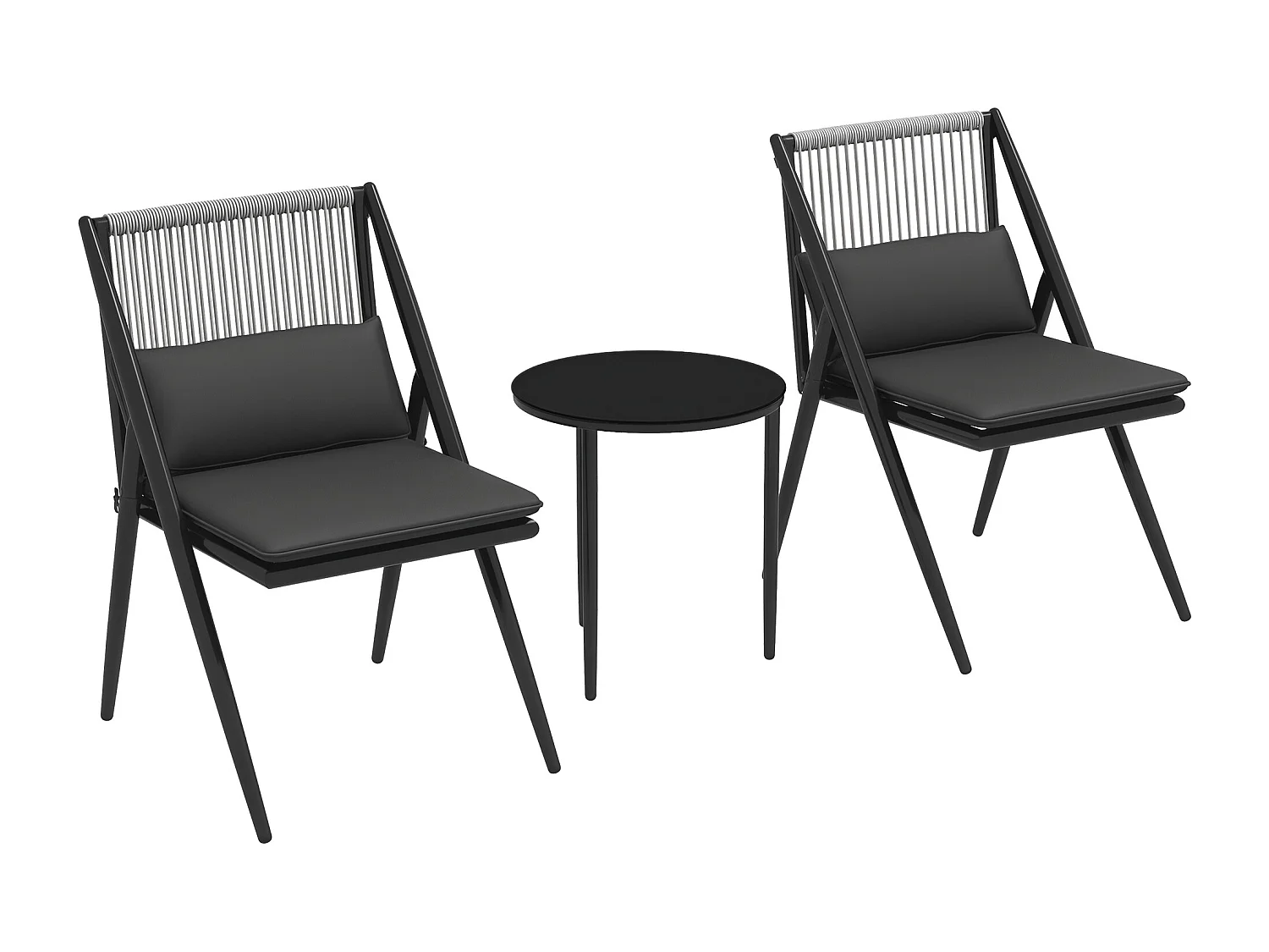 Ensemble bistro de jardin design Acapulco 2 places 3 pièces avec coussins