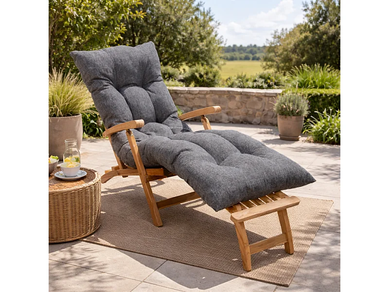 Coussin bain de soleil gris 195 x 65 x 15 cm