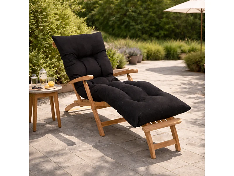 Coussin bain de soleil noir 195 x 65 x 15 cm