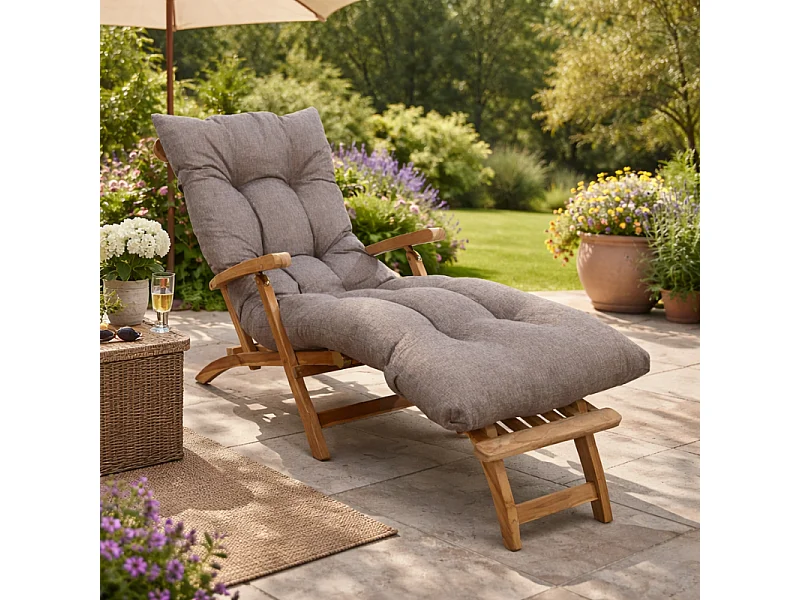 Coussin bain de soleil taupe 195 x 65 x 15 cm