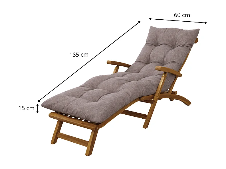 Coussin bain de soleil taupe 195 x 65 x 15 cm