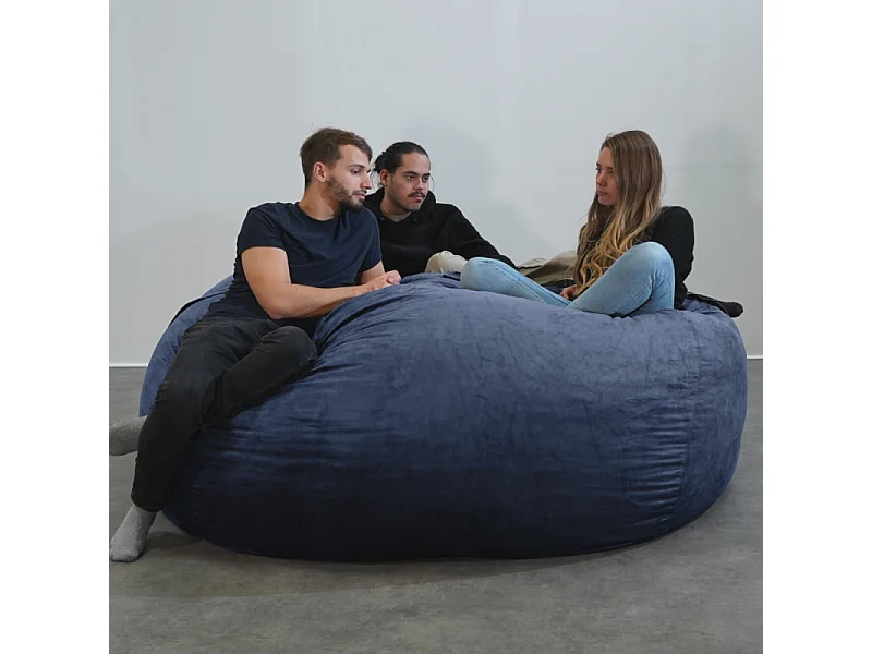 Pouf géant déhoussable microsuède bleu nuit 200 cm