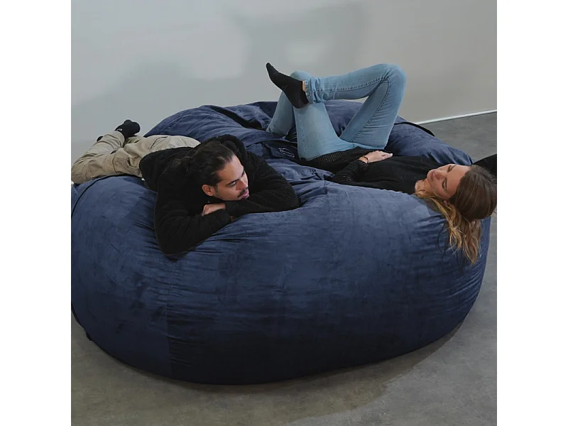 Pouf géant déhoussable microsuède bleu nuit 200 cm