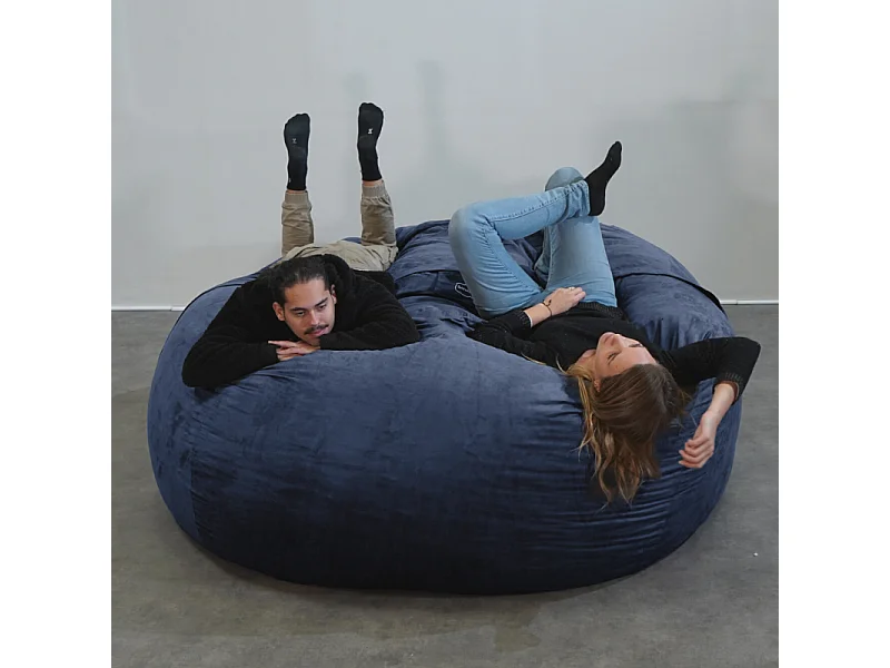 Pouf géant déhoussable microsuède bleu nuit 200 cm
