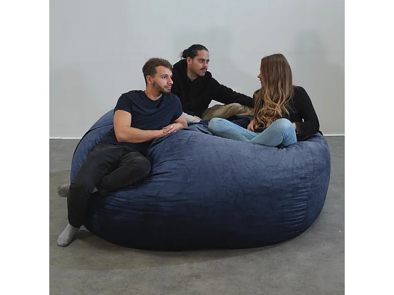 Pouf géant déhoussable microsuède bleu nuit 200 cm