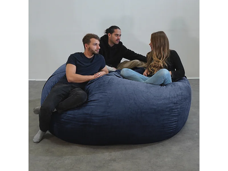 Pouf géant déhoussable microsuède bleu nuit 200 cm