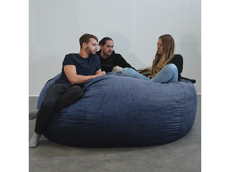 Pouf géant déhoussable microsuède bleu nuit 200 cm