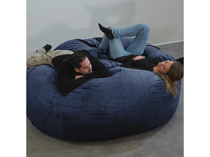Pouf géant déhoussable microsuède bleu nuit 200 cm