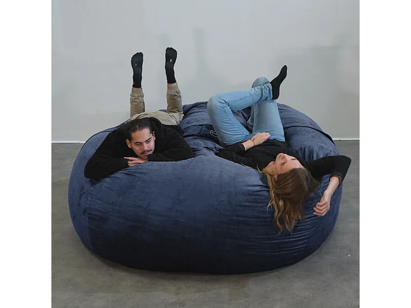Pouf géant déhoussable microsuède bleu nuit 200 cm
