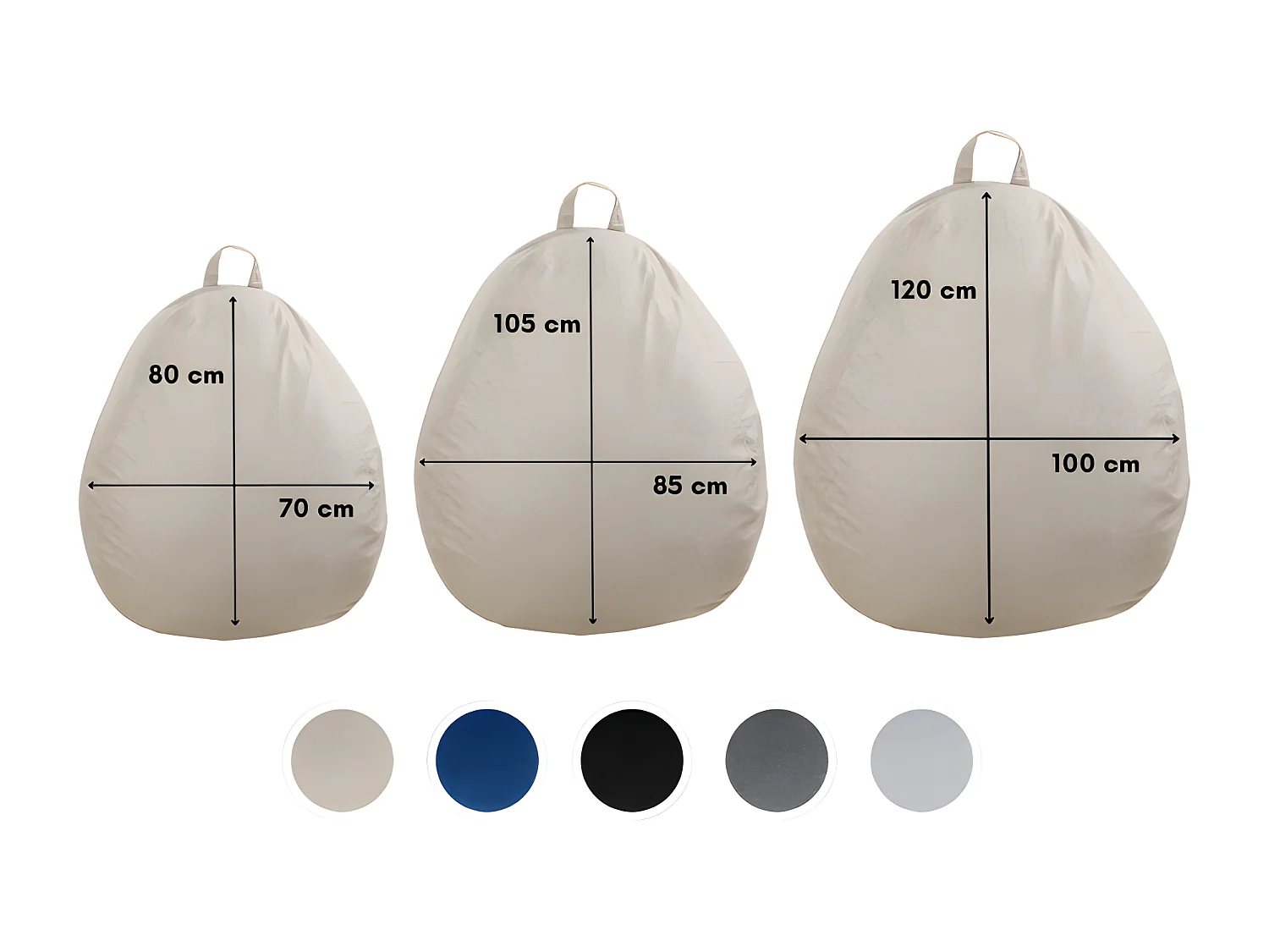 Beige peervormige poef 80 x 70 cm