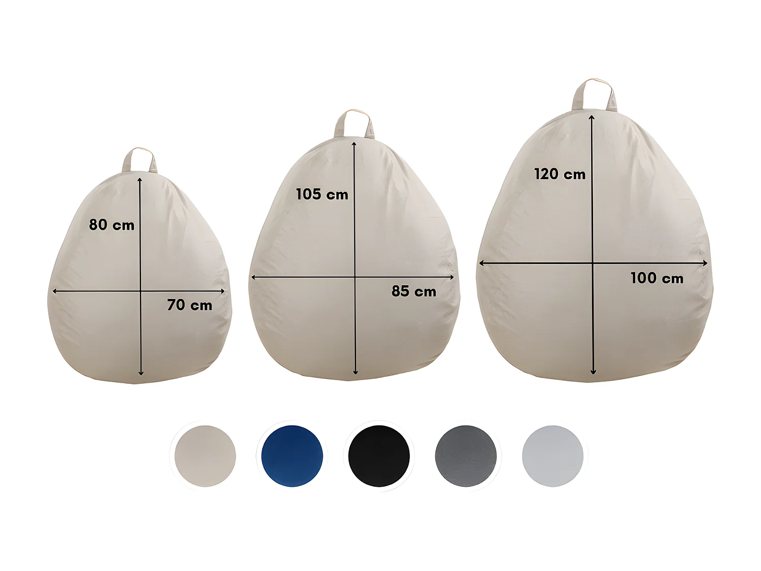 Beige peervormige poef 80 x 70 cm