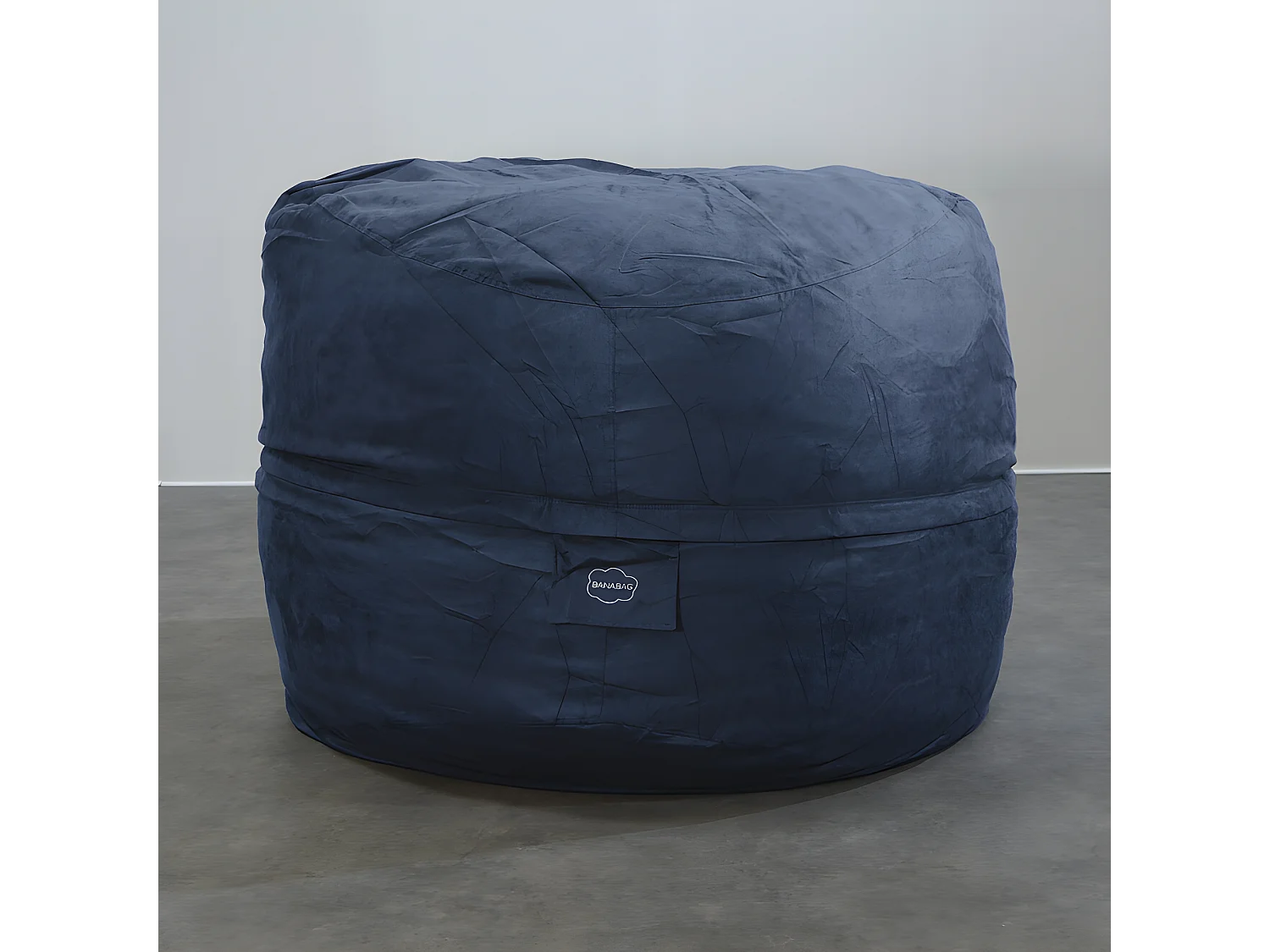 Pouf géant déhoussable microsuède bleu nuit 160 cm