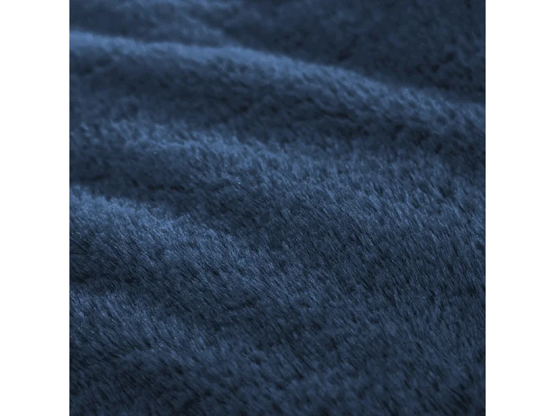 Pouf long géant déhoussable fausse fourrure bleu 160 cm