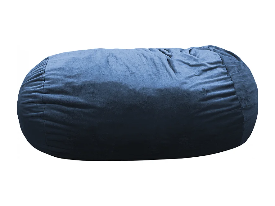 Pouf long géant déhoussable fausse fourrure bleu 160 cm