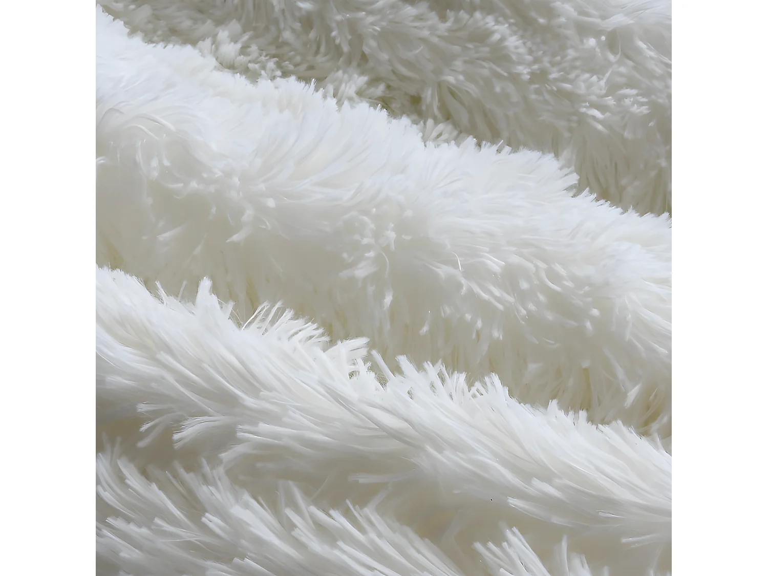 Pouf géant déhoussable fausse fourrure blanc 140 cm