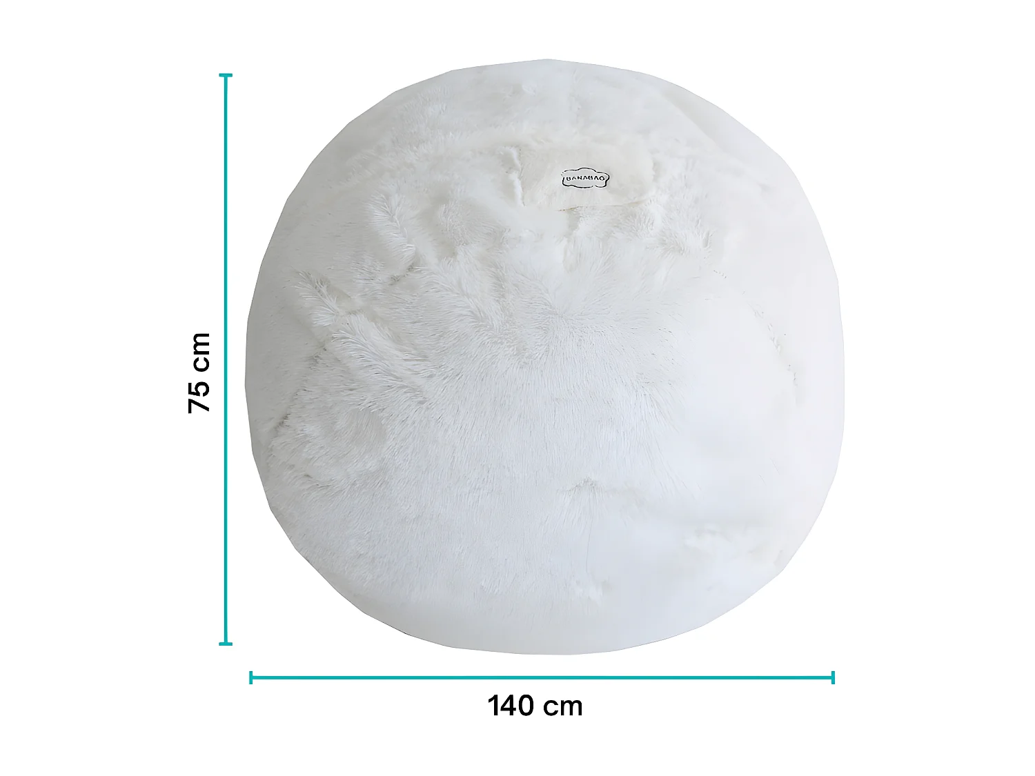 Pouf géant déhoussable fausse fourrure blanc 140 cm