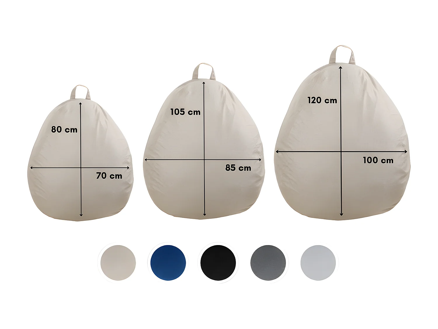 Beige peervormige poef 120 x 100 cm