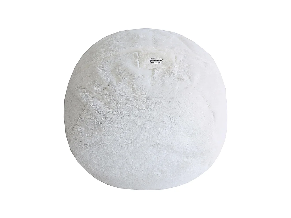 Pouf géant déhoussable fausse fourrure blanc 120 cm