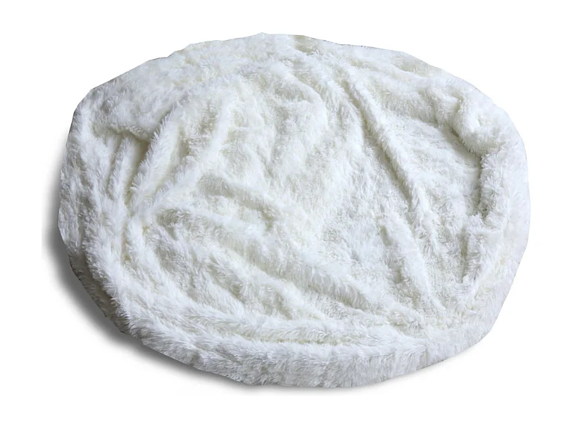 Pouf géant déhoussable fausse fourrure blanc 120 cm