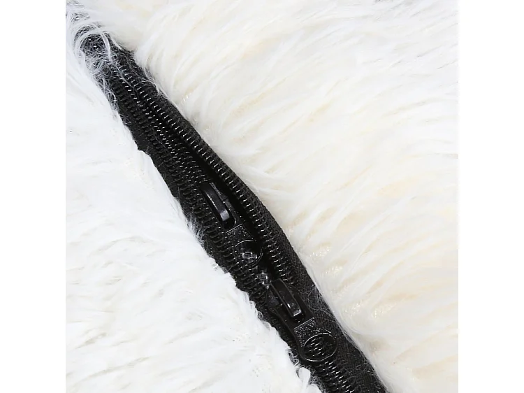 Pouf géant déhoussable fausse fourrure blanc 120 cm