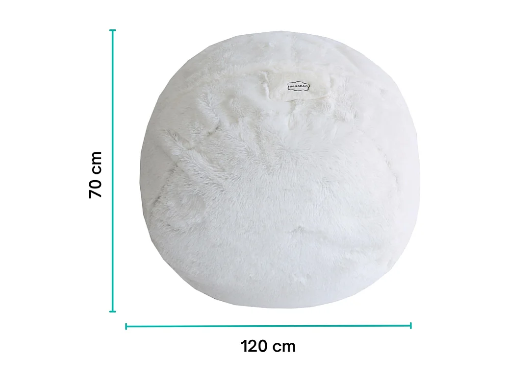 Pouf géant déhoussable fausse fourrure blanc 120 cm