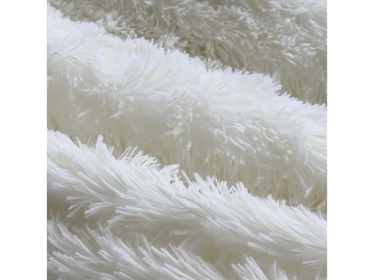 Pouf géant déhoussable fausse fourrure blanc 120 cm