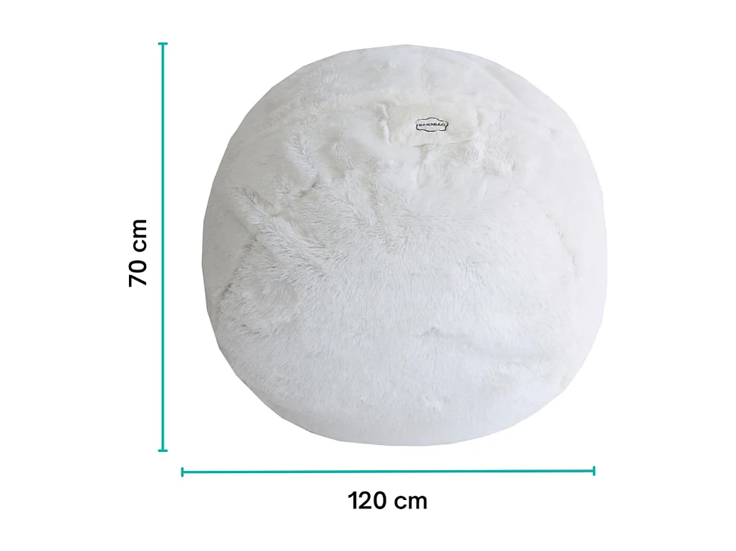 Pouf géant déhoussable fausse fourrure blanc 120 cm