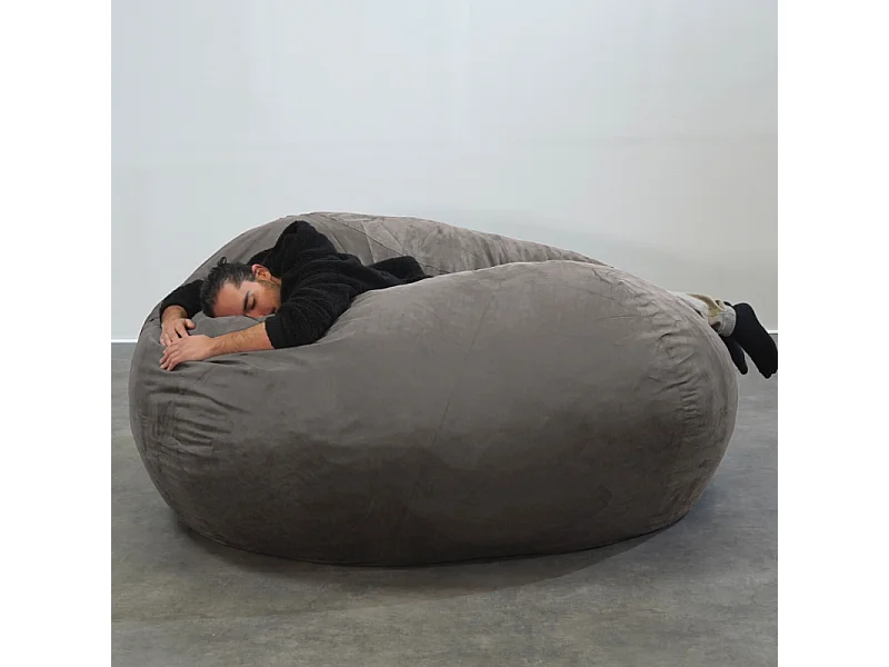 Pufe gigante microcamurça cinzento 160 cm